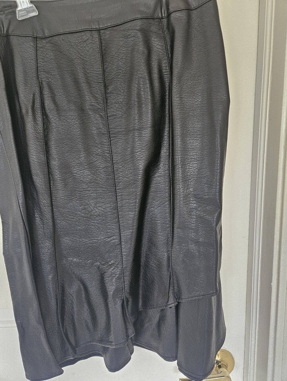 Women's Black Faux Leather A-Line Skirt